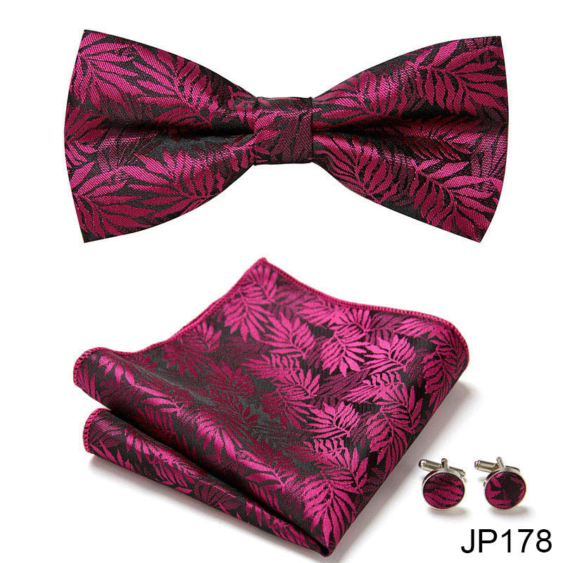 Men's Jacquard Bow Tie Set – Bow Tie, Pocket Square & Cufflinks | 36 Colors | Canada & USA