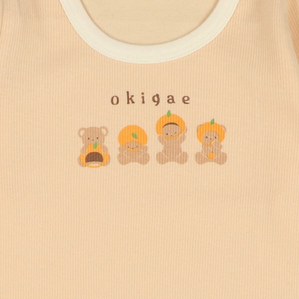 西松屋 ELFINDOLL 2枚組エイトロック長袖ロンパース肌着（みかん・くま） 正規品