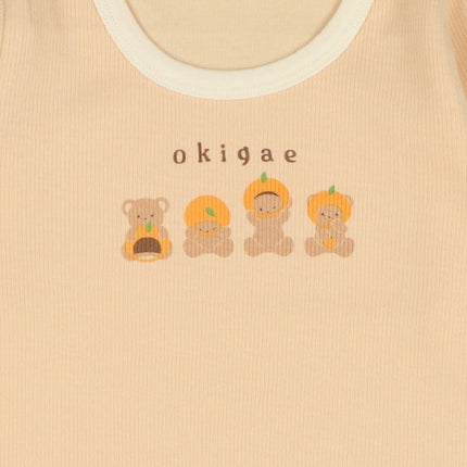 西松屋 ELFINDOLL 2枚組エイトロック長袖ロンパース肌着（みかん・くま） 正規品