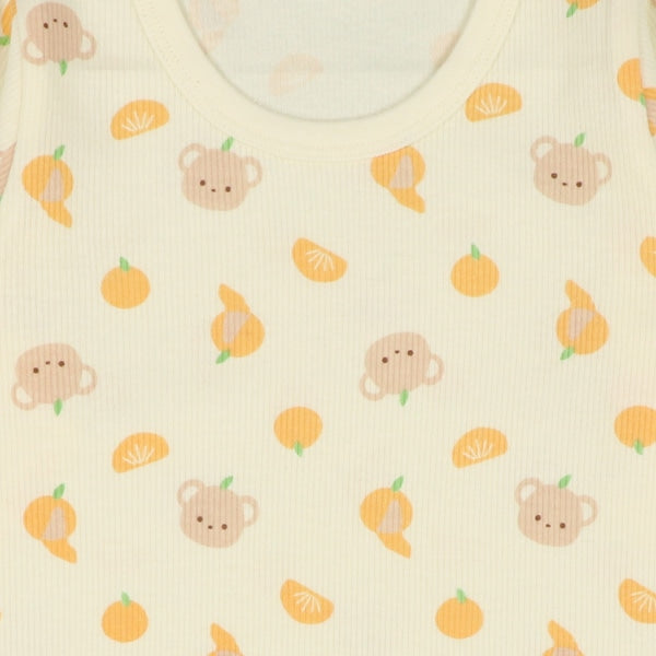 西松屋 ELFINDOLL 2枚組エイトロック長袖ロンパース肌着（みかん・くま） 正規品