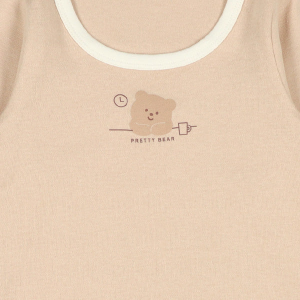 西松屋 ELFINDOLL 2枚組スムース長袖ロンパース肌着（チェック・くま） 正規品