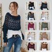 Autumn And Winter Warm Knitted Shawl top Women's Hollowed-out Double Sleeve