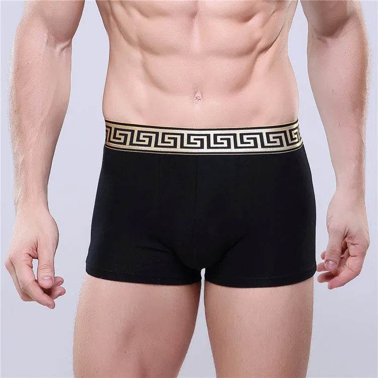 Men's Cotton Boxer Briefs Casual Solid Color Mid Waist underwear