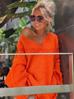 Women's Fashion V-neck Long-sleeve Knitwear 2-color Sweater dress