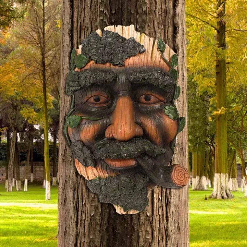 Smoker Man Wooden Resin Craft Ornaments Wall Decor