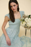 Polka Dot Chiffon Tiered Dress | Sage