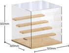 5-Tier EVORETRO Acrylic Display Case – 32.2 x 32 x 32 cm | Crystal Clear Visibility, Wooden Shelves
