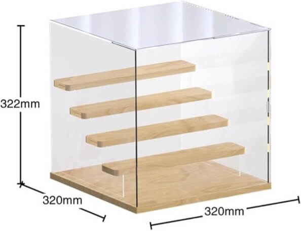 5-Tier EVORETRO Acrylic Display Case – 32.2 x 32 x 32 cm | Crystal Clear Visibility, Wooden Shelves