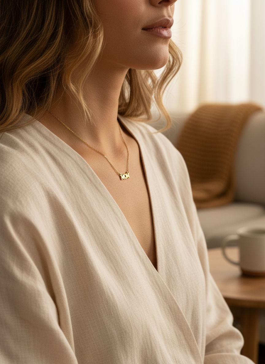 MOM Gold Pendant Necklace- Standout Boutique (Vancouver, BC)