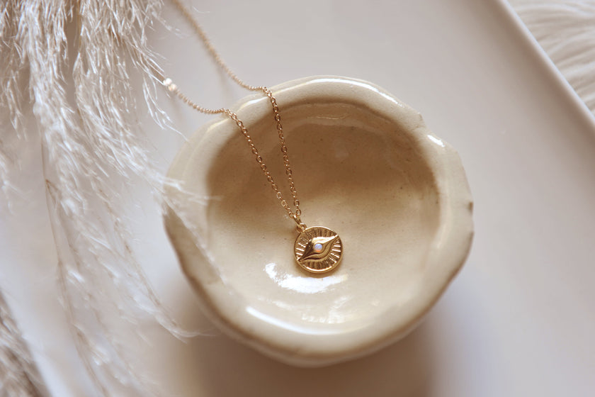 Sun Evil Eye Opal Necklace