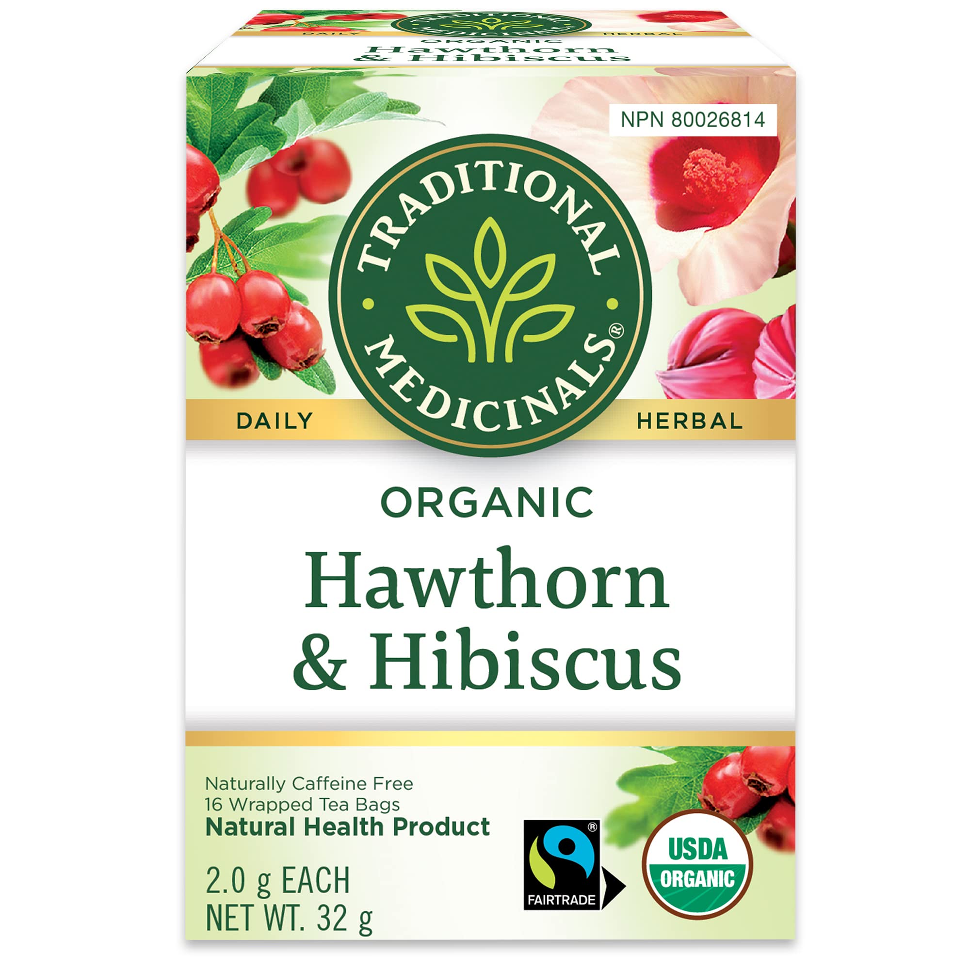 Traditional Medicinals - Organic Hawthorn With Hibiscus (16bg)