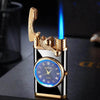New Lighter With Electric Watch Rocker Arm Automatic Ignition Straight Blue Flame Lighter Creative Real Dial Inflatable Windproof Cigar Lighter Men's Watch Gift