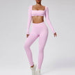 Quick-drying Nude Feel Running Sports Workout Yoga Clothes 2pcs set Long sleeve Crop top and High Waist Pant