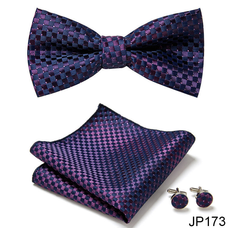 Men's Jacquard Bow Tie Set – Bow Tie, Pocket Square & Cufflinks | 36 Colors | Canada & USA