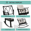 Outdoor Wicker Rocking Chair With Padded Cushions, Aluminum Furniture Rattan Porch Rocker Chair W/ Armrest For Garden, Patio, And Backyard, Khaki