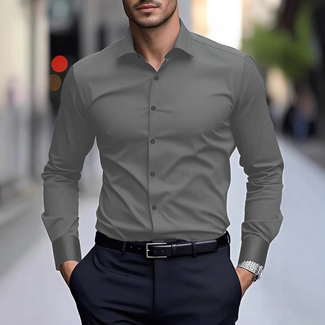 Men's Slim Fit Long Sleeve Business Dress Shirt – 12 Colors, S–3XL | Canada & USA