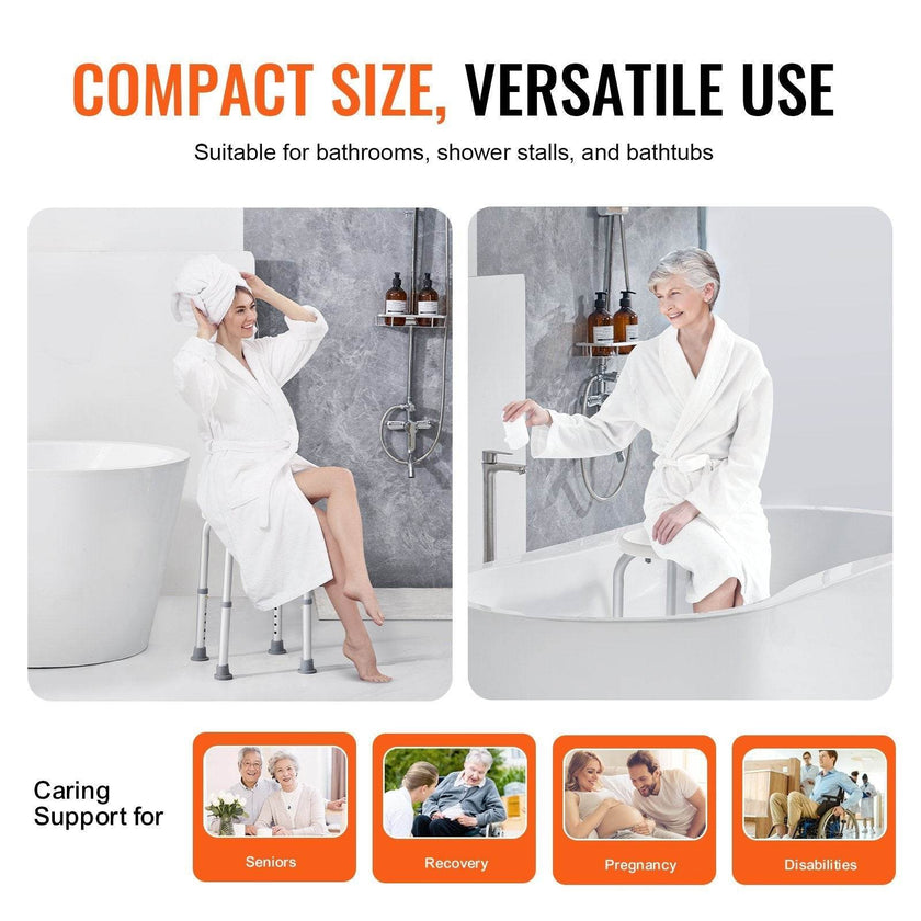 Shower Chair For Inside Shower, Adjustable Height Shower Stool, Non-Slip Bench Bathtub Seat Stool For Elderly Disabled Adults Handicap, 300 Lbs Capacity