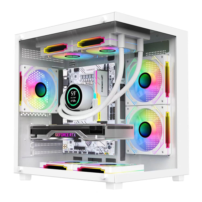 AY Seascape MINI Cube Gaming PC Case – Full Glass Panel, RGB, Water Cooling Ready
