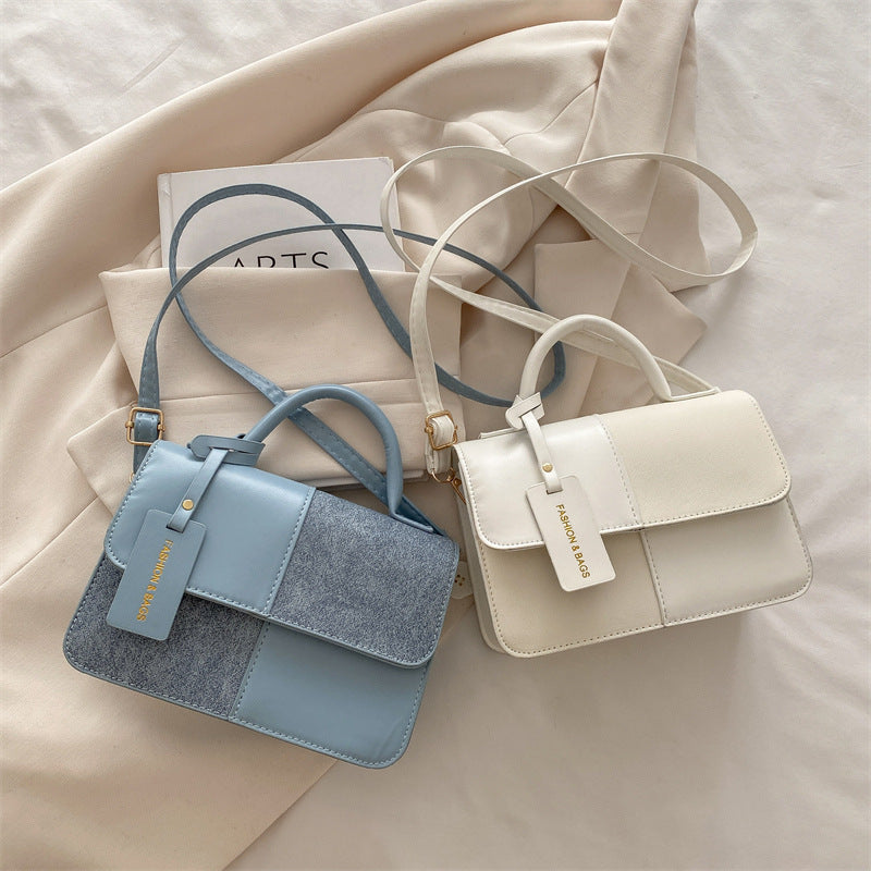 Textured Patchwork Tote Bag – PU Leather Shoulder Bag for Women | 4 Colors