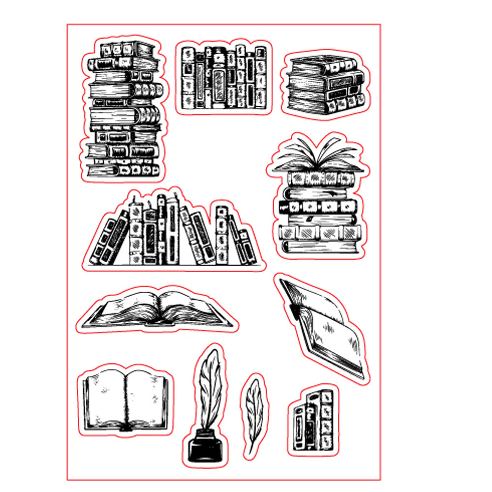 Book Theme Clear Silicone Stamp Sheet – Scrapbooking & Bullet Journal Craft Stamp