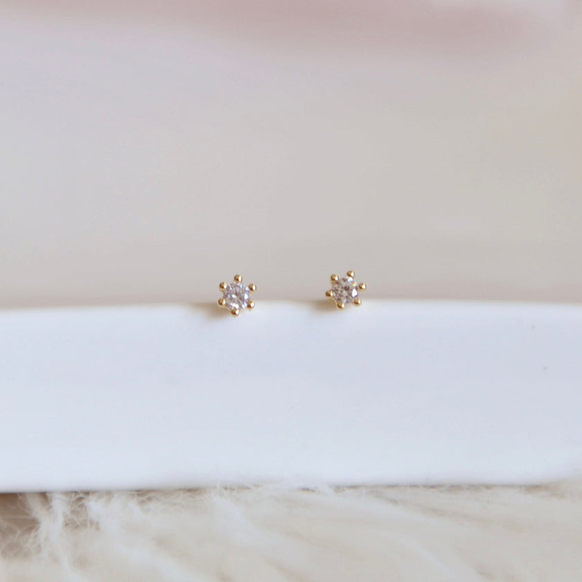 GWEN dainty crystal stud earrings, Minimalist