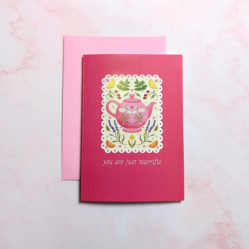 You're Just Teariffic | Teapot Mini Greeting Card
