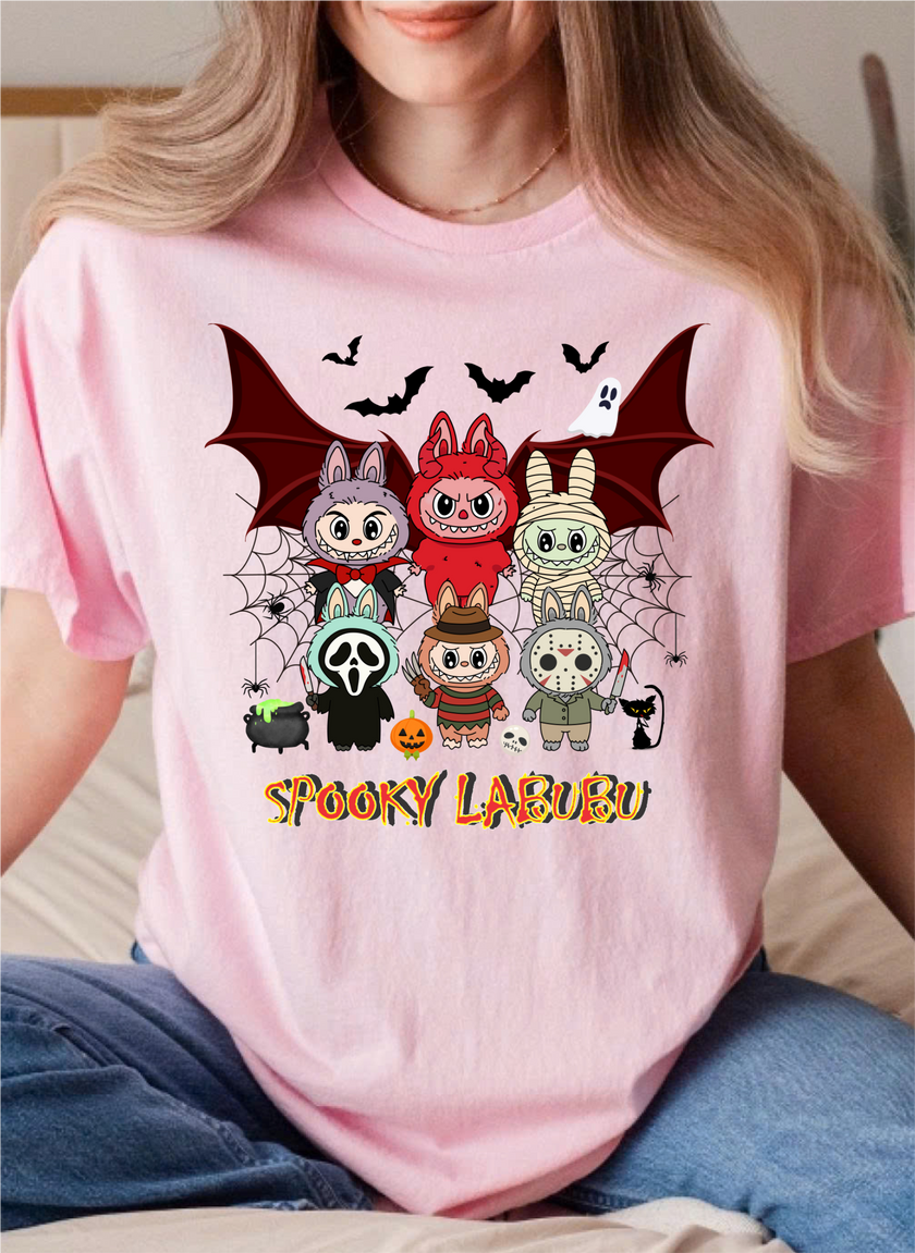 [Adult size] Halloween Labubu Graphic Tee: Kawaii Spooky 100% Cotton Unisex Shirt