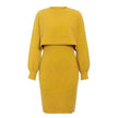 Women 2pcs Winter Outfit Cashmere dress Cropped Pullover top