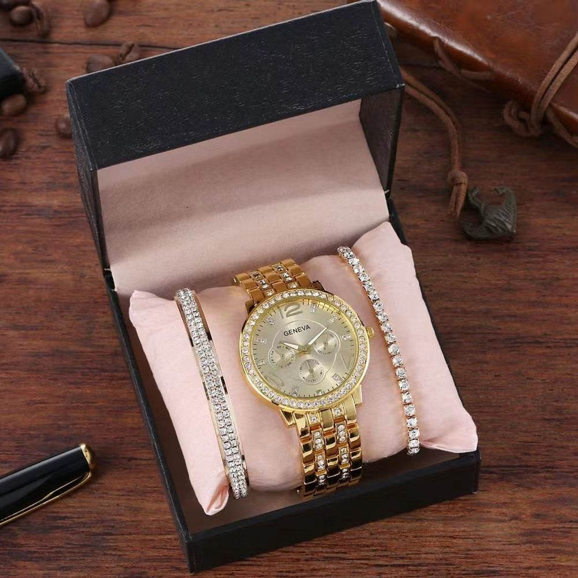 Unisex Three-piece Bracelet Watch for women