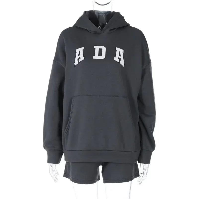 Casual And Versatile Letter Loose Hoodie With Fleece Lining For Women