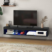Lane Modern Wall Mounted TV Stand with Storage and LED Lights-Black