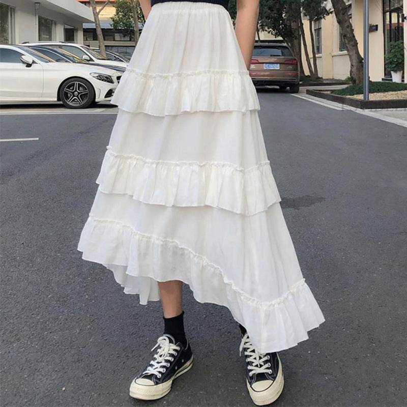 High Waist Layered Cake Skirt Irregular  MIDI Long skirt