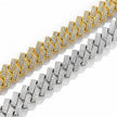 Cubic Copper Inlaid Zircon stone 14mm Diamond Cuban Link Chain necklace