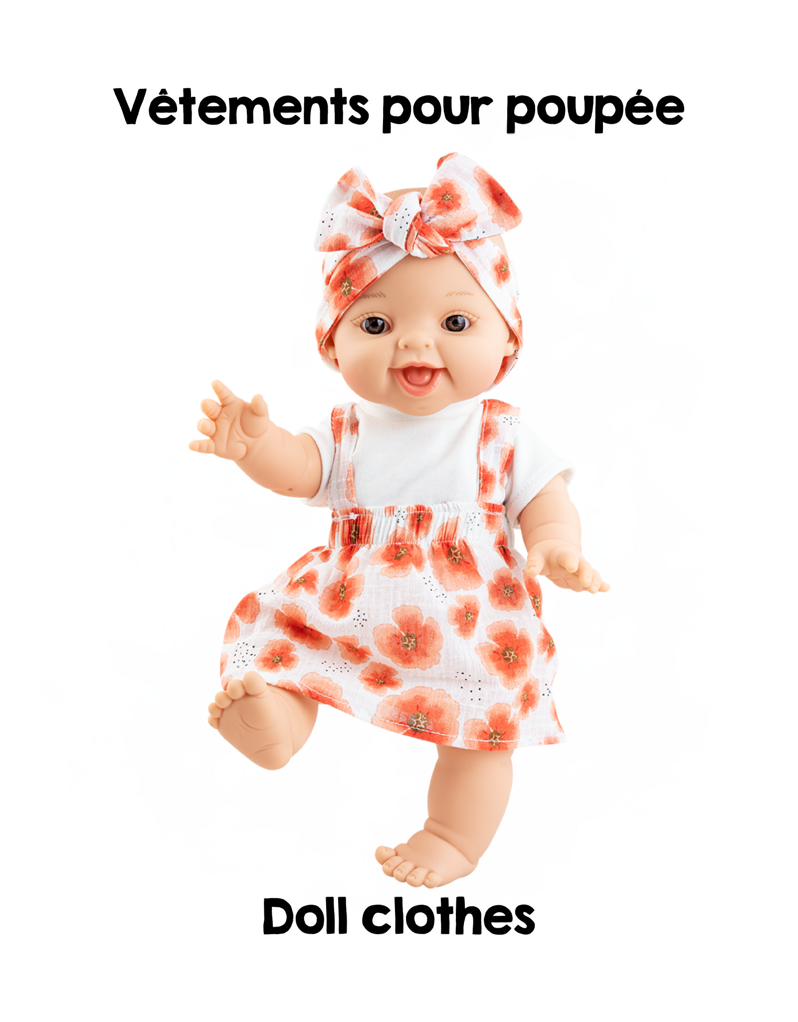 Clothes for dolls Alex & Sonia - Floral overalls set - Paola Reina