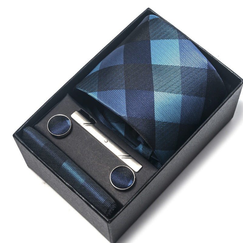 Men's Jacquard Woven Formal Tie Set – Rayon Arrow Necktie with Handkerchief, Tie Clip & Cufflinks | Canada & USA