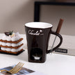 Mini Fondue Mug Set – Personal Ceramic Chocolate & Cheese Melting Pot with Fork (Beige, Coffee & Red)