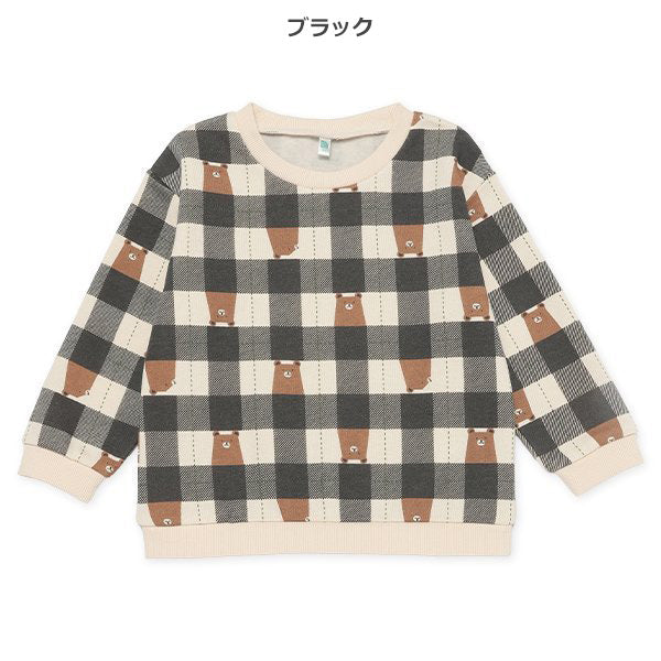 西松屋 ELFINDOLL 裏起毛くまチェックプリントトレーナー 正規品