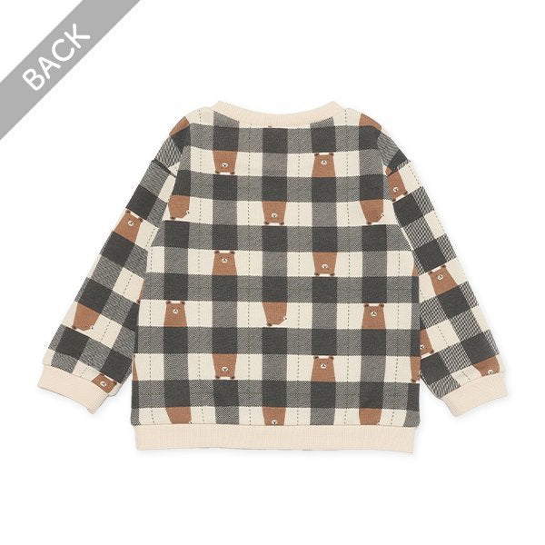 西松屋 ELFINDOLL 裏起毛くまチェックプリントトレーナー 正規品