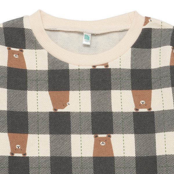 西松屋 ELFINDOLL 裏起毛くまチェックプリントトレーナー 正規品