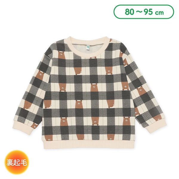 西松屋 ELFINDOLL 裏起毛くまチェックプリントトレーナー 正規品