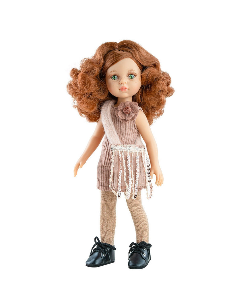 Las Amigas Doll - Cristi with pink corduroy dress and handbag - Paola Reina