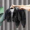 Neutral Unisex Denim Suit Spring Clothes Western Style Denim Two piece for boys and girls