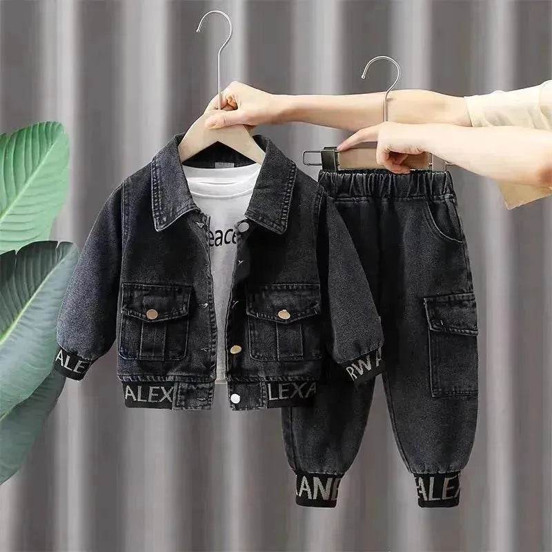 Neutral Unisex Denim Suit Spring Clothes Western Style Denim Two piece for boys and girls