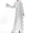 White Chiffon Sequin Embroidery Dubai  Abaya Kimono  Middle East ArabClothing