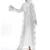 White Chiffon Sequin Embroidery Dubai  Abaya Kimono  Middle East ArabClothing