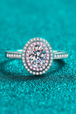 Bague Halo en Argent Sterling 925 avec Moissanite 1 Carat et Zircon en Accent