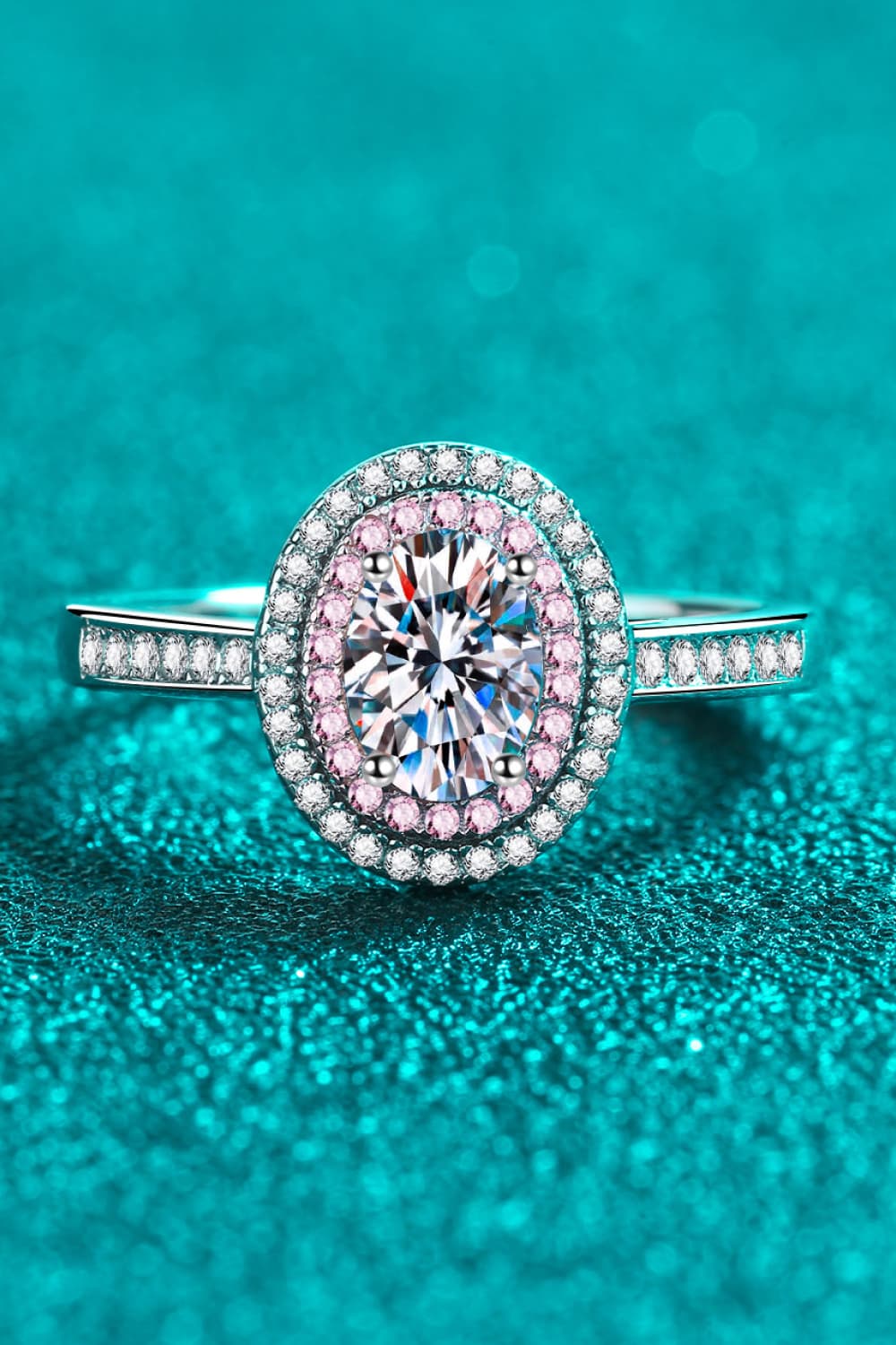 Bague Halo en Argent Sterling 925 avec Moissanite 1 Carat et Zircon en Accent