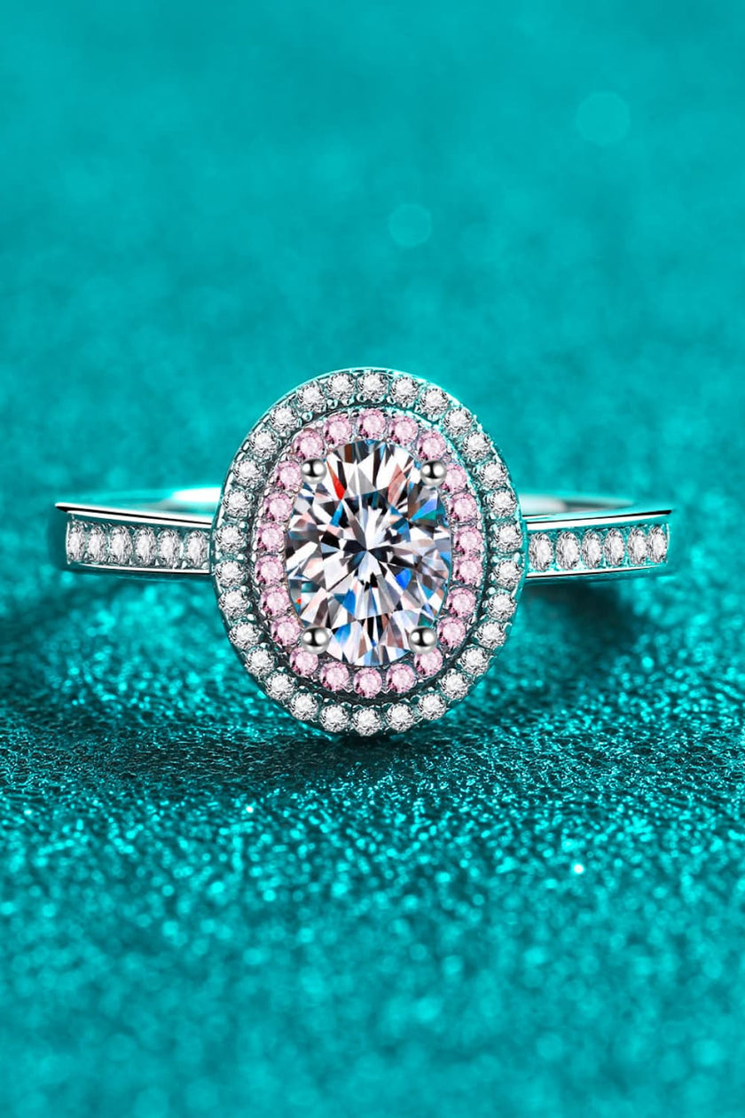 Bague Halo en Argent Sterling 925 avec Moissanite 1 Carat et Zircon en Accent