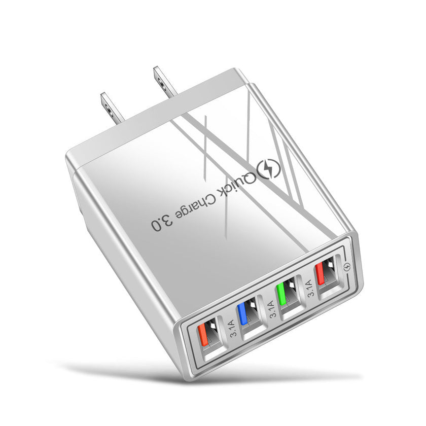 4-Port USB Wall Charger with Quick Charge 3.0 – EU, UK & US Plug | Multi-Colour