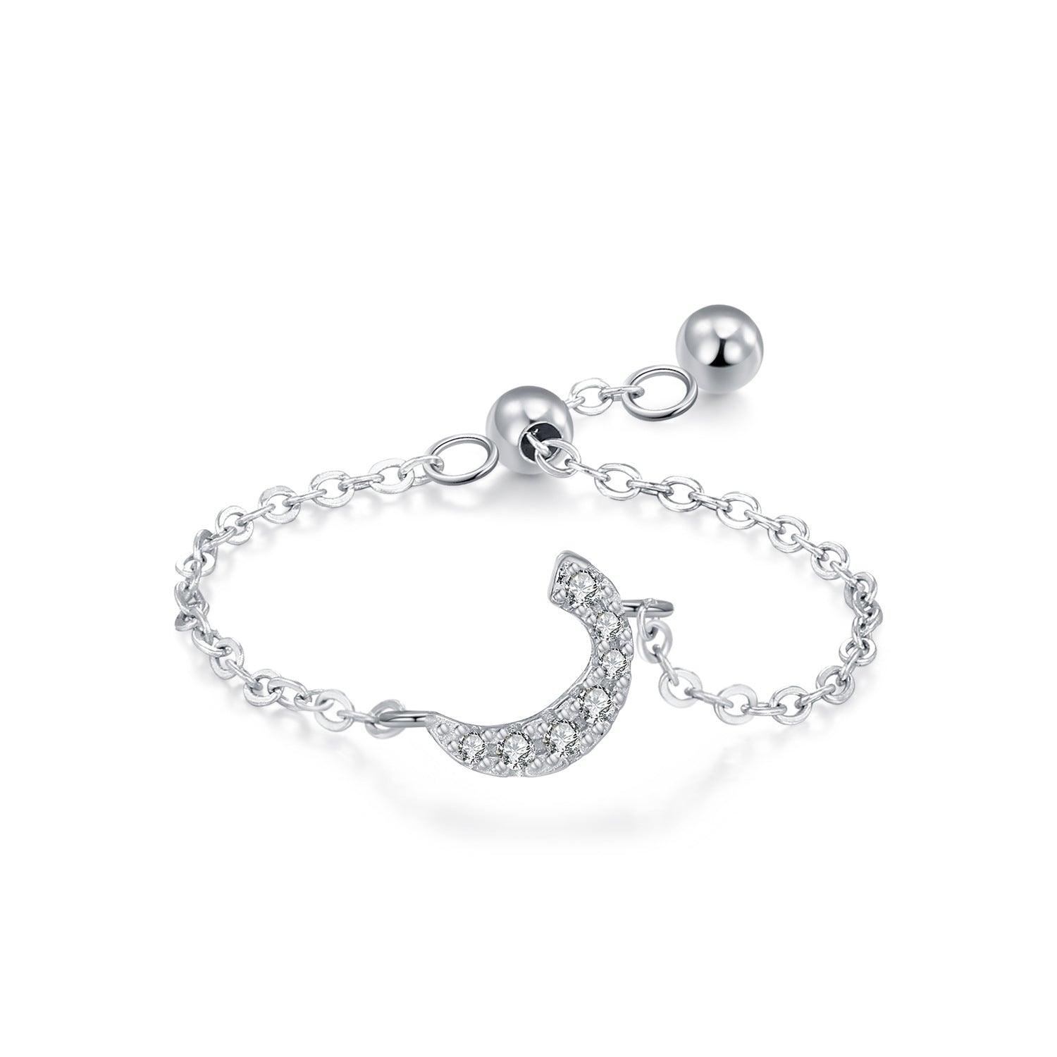 S925 Sterling Silver Niche Style Arabic Letters Pull-out Chain All-match Stackable